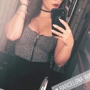 Express One Eleven Zipper Crop Square Neck Tank XS